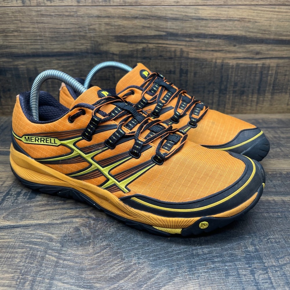Merrell All Out Rush Mens 9 Orange Peel Yellow Trail Running Shoes J06489
